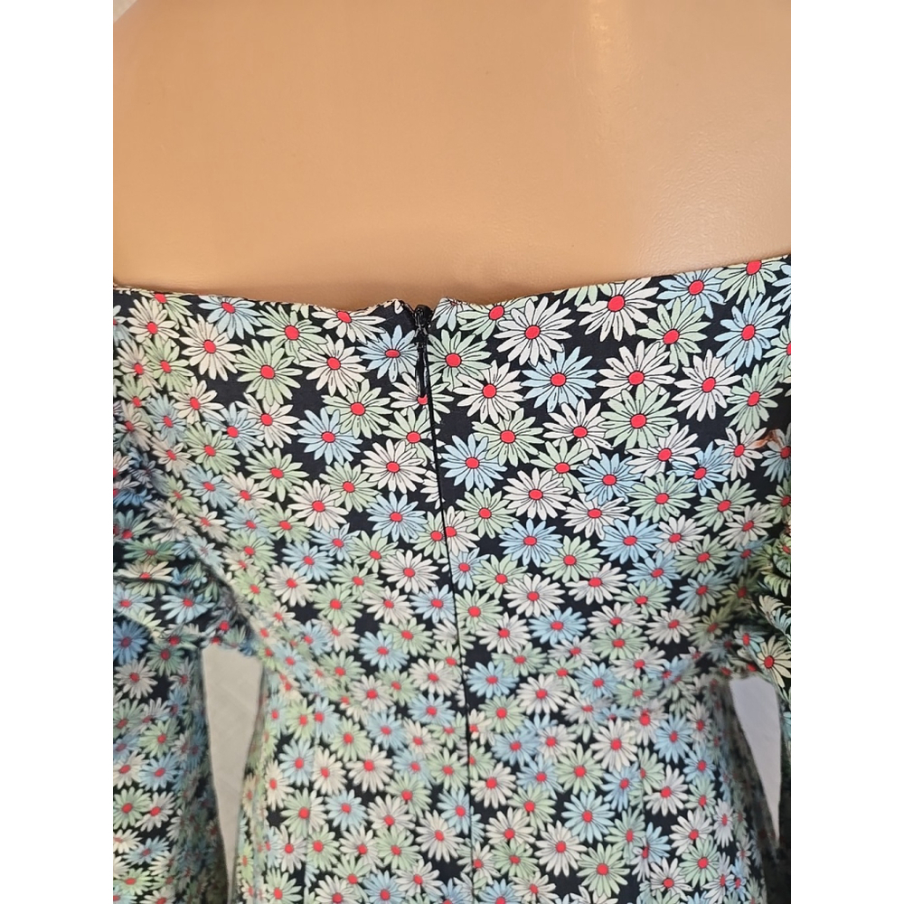 Zara M Poplin Daisy Mini Dress Puff Sleeve Sweetheart Floral Cottagecore - Picture 8 of 8